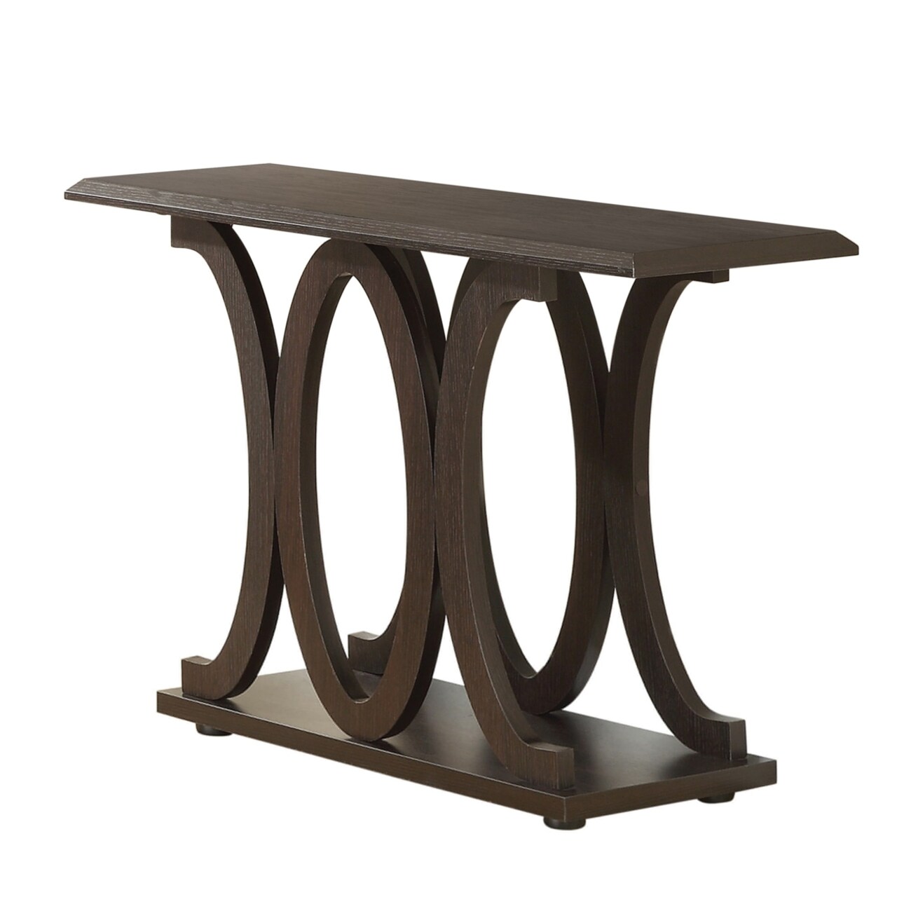 Saltoro Sherpi Contemporary Style C Shaped Sofa Table With Open Shelf, Espresso Brown-